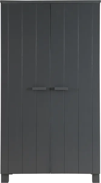 Dennis, Vaatekaappi, tummanharmaa, K202x55x111 cm, mänty