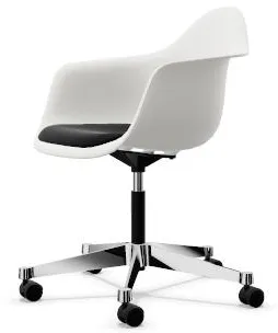 Vitra Eames Plastic PACC Toimistotuoli pehmustetulla istuimella ja Swivel musta/valkoinen