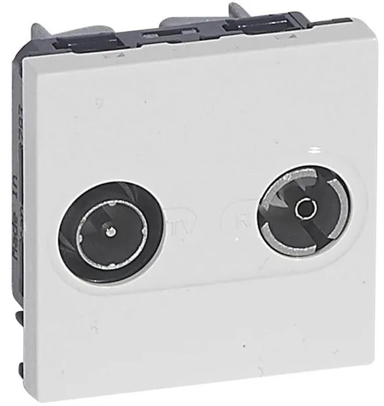 Legrand TV-/radio-liitin uros/naaras 9,52MM valkoinen