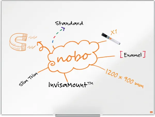 Nobo Impression Pro emaloitu valkotaulu 120x90cm valkoinen