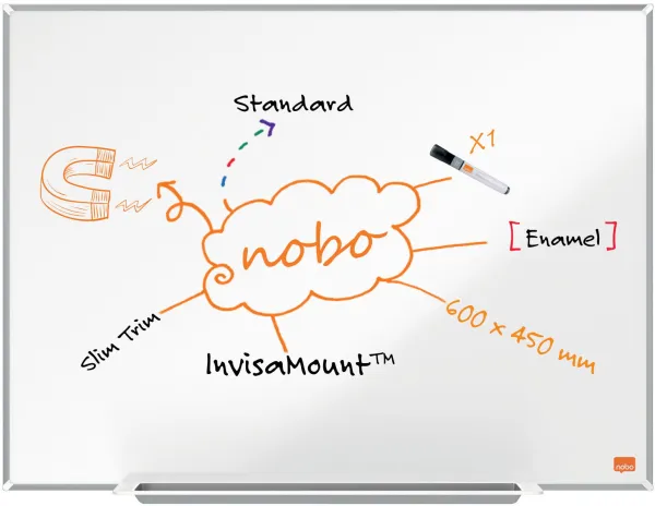 Nobo Impression Pro emaloitu valkotaulu 60x45cm valkoinen